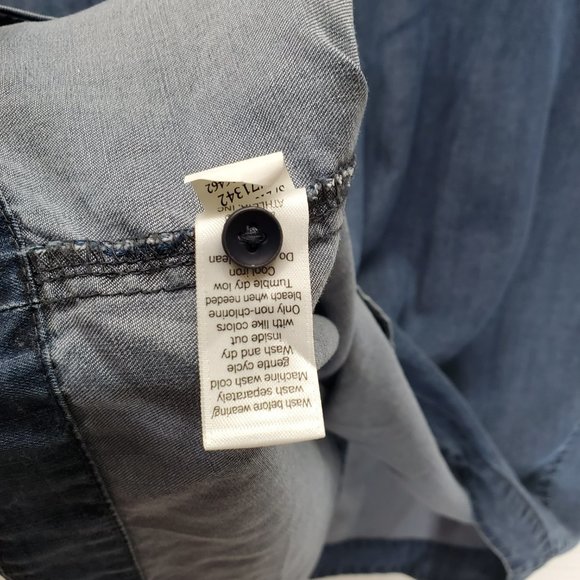 Athleta Dress Chambray Denim Womens Small Long Sleeve Button-Up Tie Waist - Picture 7 of 12